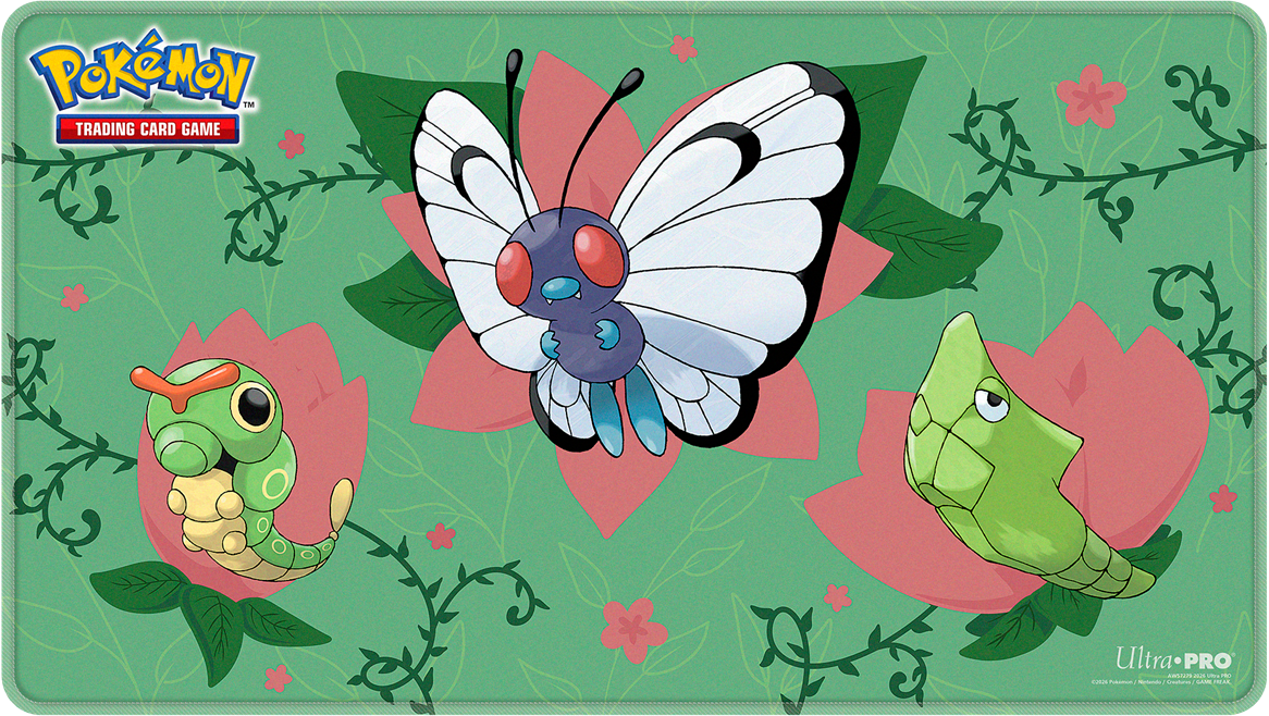 UP PLAYMAT POKEMON CATERPIE EVOLUTIONS STITCHED